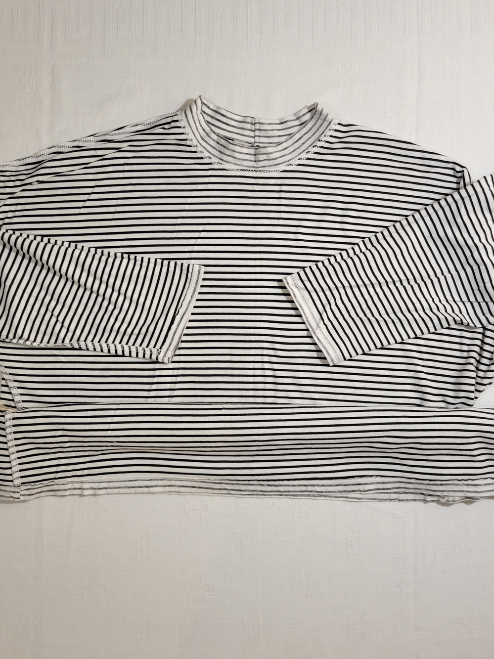 We the free (Women's M) "Inside Out" Cotton Striped Mock Neck 3/4 Sleeve Shirt - Picture 5 of 12